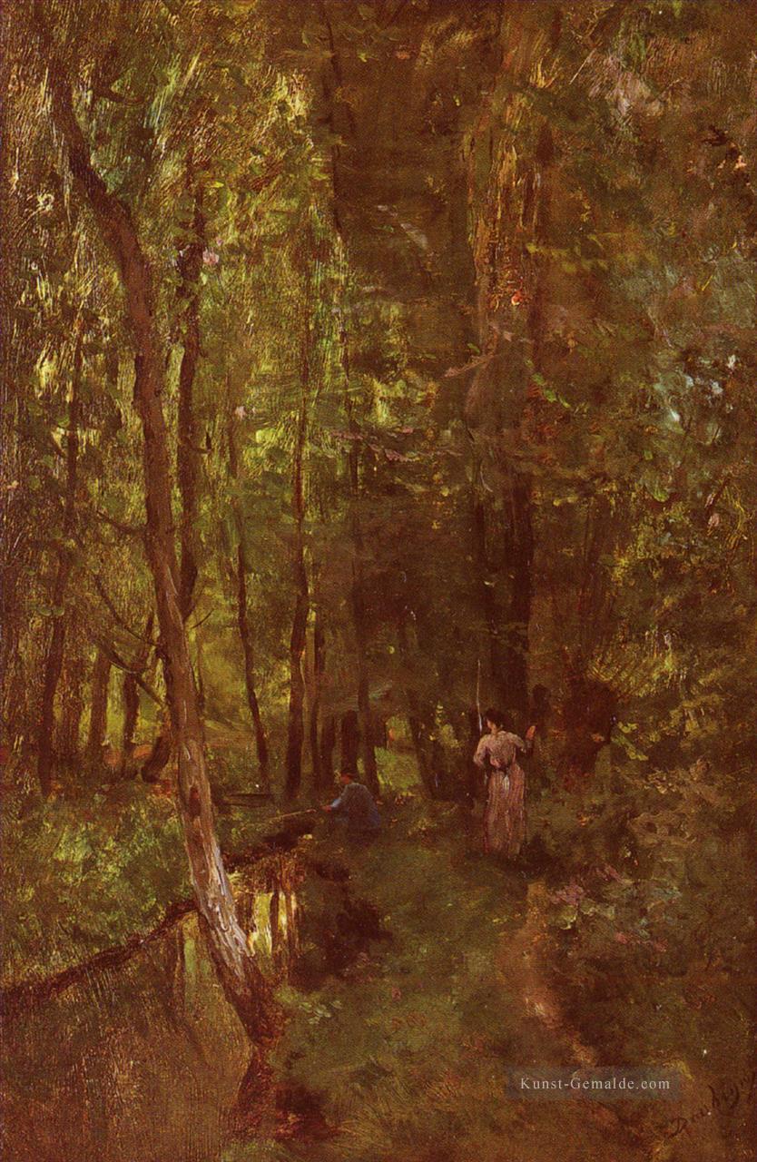 Francois Le Ru De Valmondois Barbizon impressionistische Landschaft Charles Francois Daubigny Wald Ölgemälde